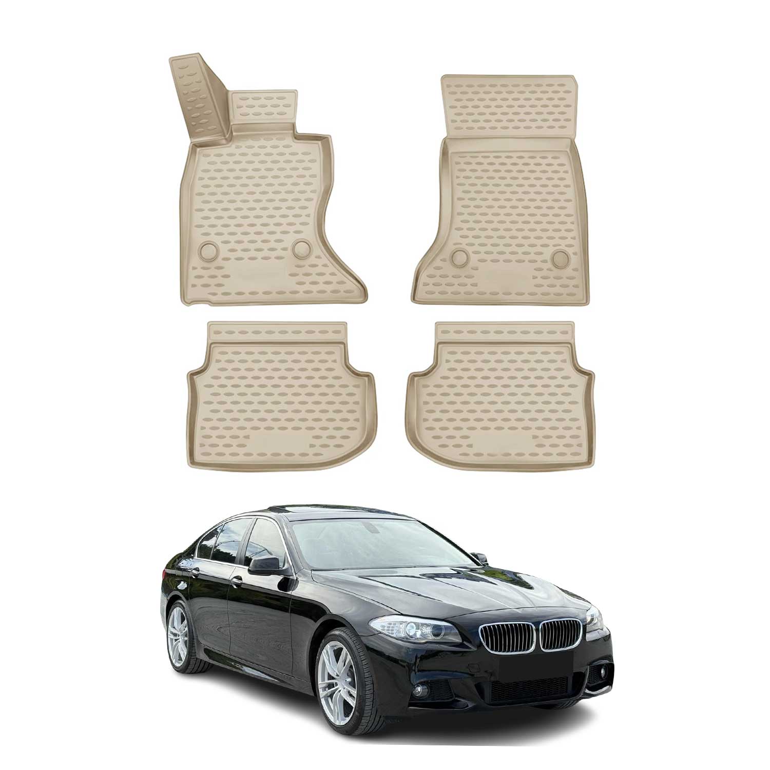 Alfombrillas Coche para BMW Serie 5 F10 F11 2010-2013 Pre-FL 4WD Xdrive Beige 4x