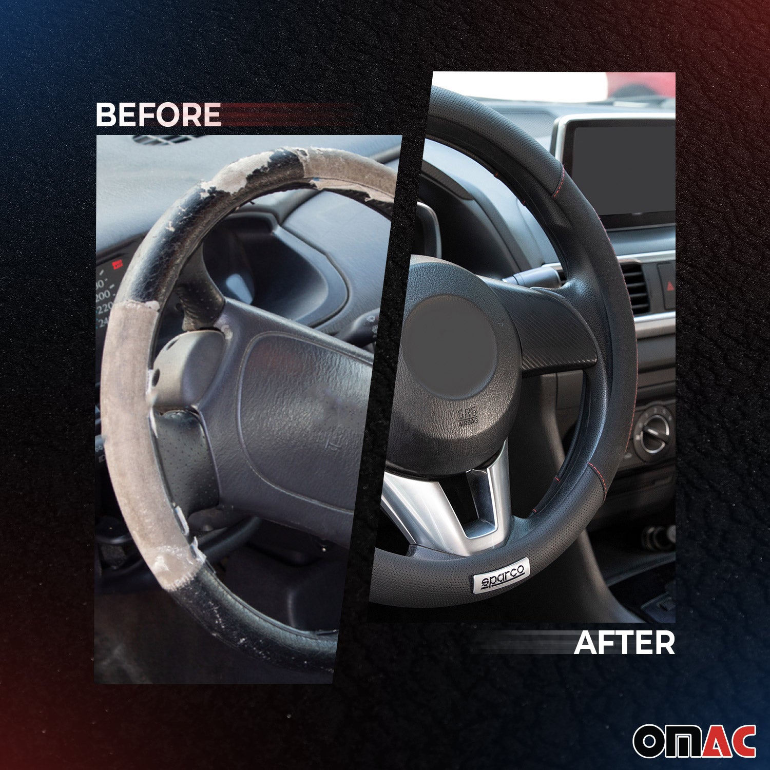 Sparco Cubierta de Vuero de Para Volante de Automóvil Universal Negro