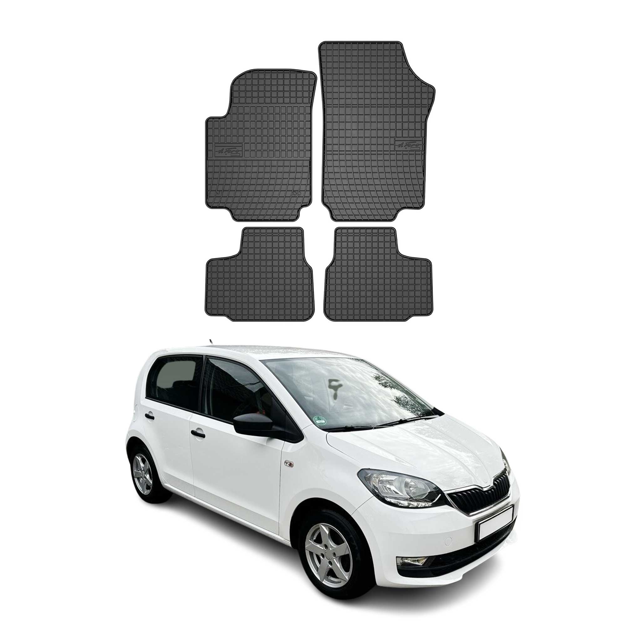OMAC Alfombrillas De Coche para Skoda Citigo 2011-2020 Negro Goma TPE 4Pza
