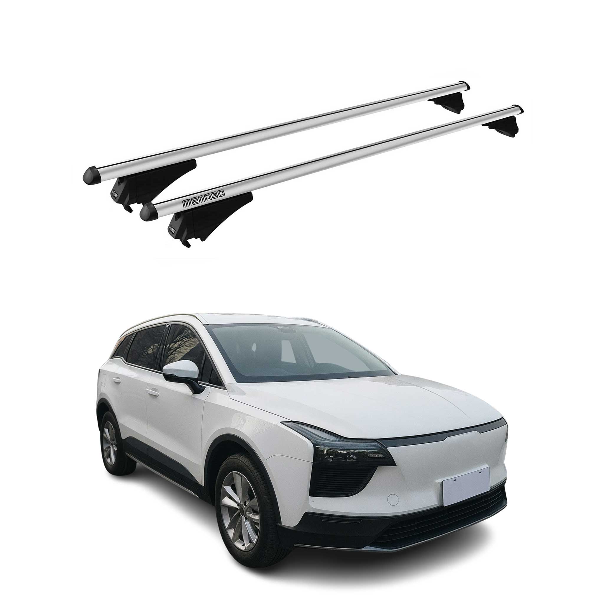 Menabo Barras de Techo Coche Baca para Aiways U5 2020-2025 Gris Aluminio 2Pza