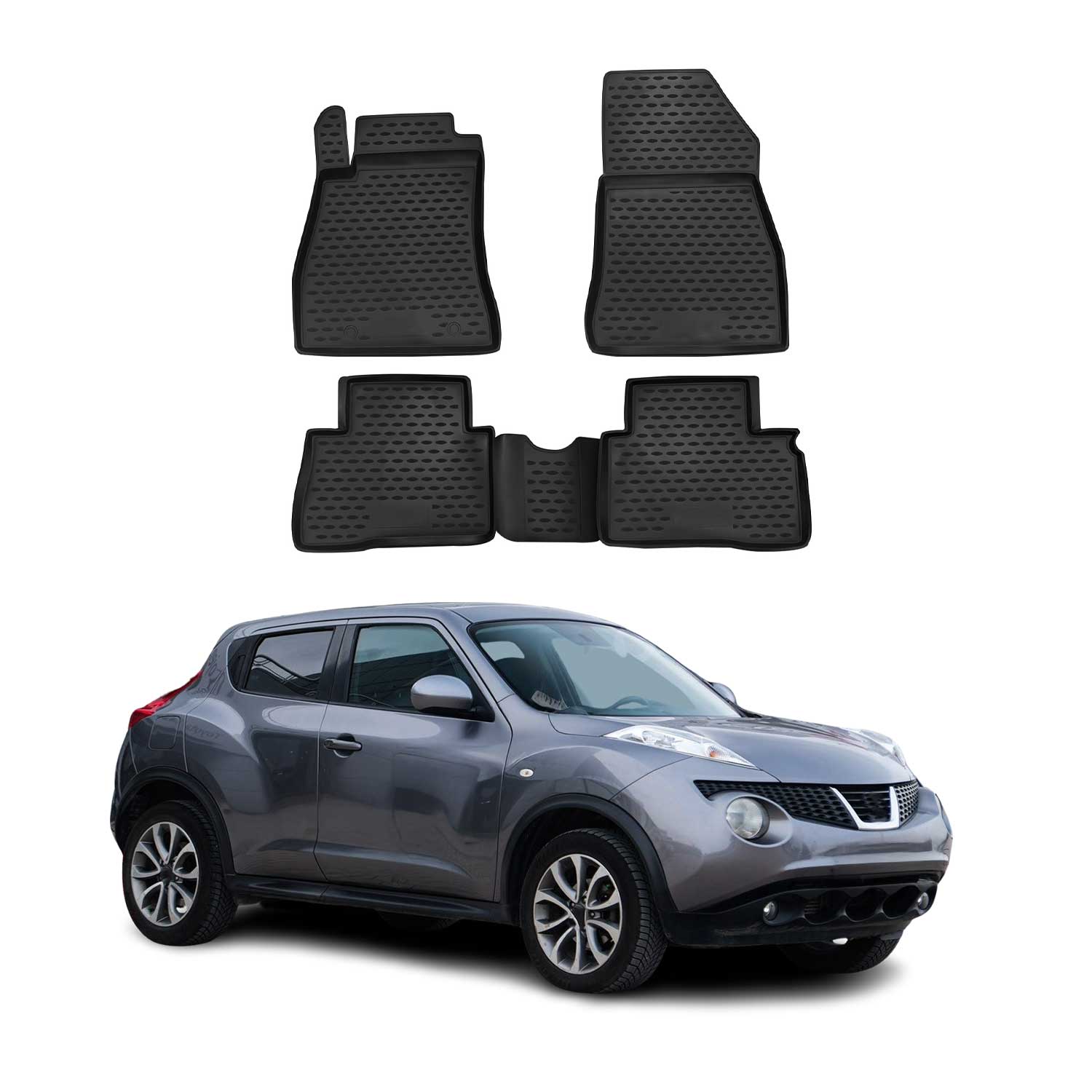 OMAC Alfombrillas De Coche para Nissan Juke 2010-2019 Negro Goma TPE 4Pza