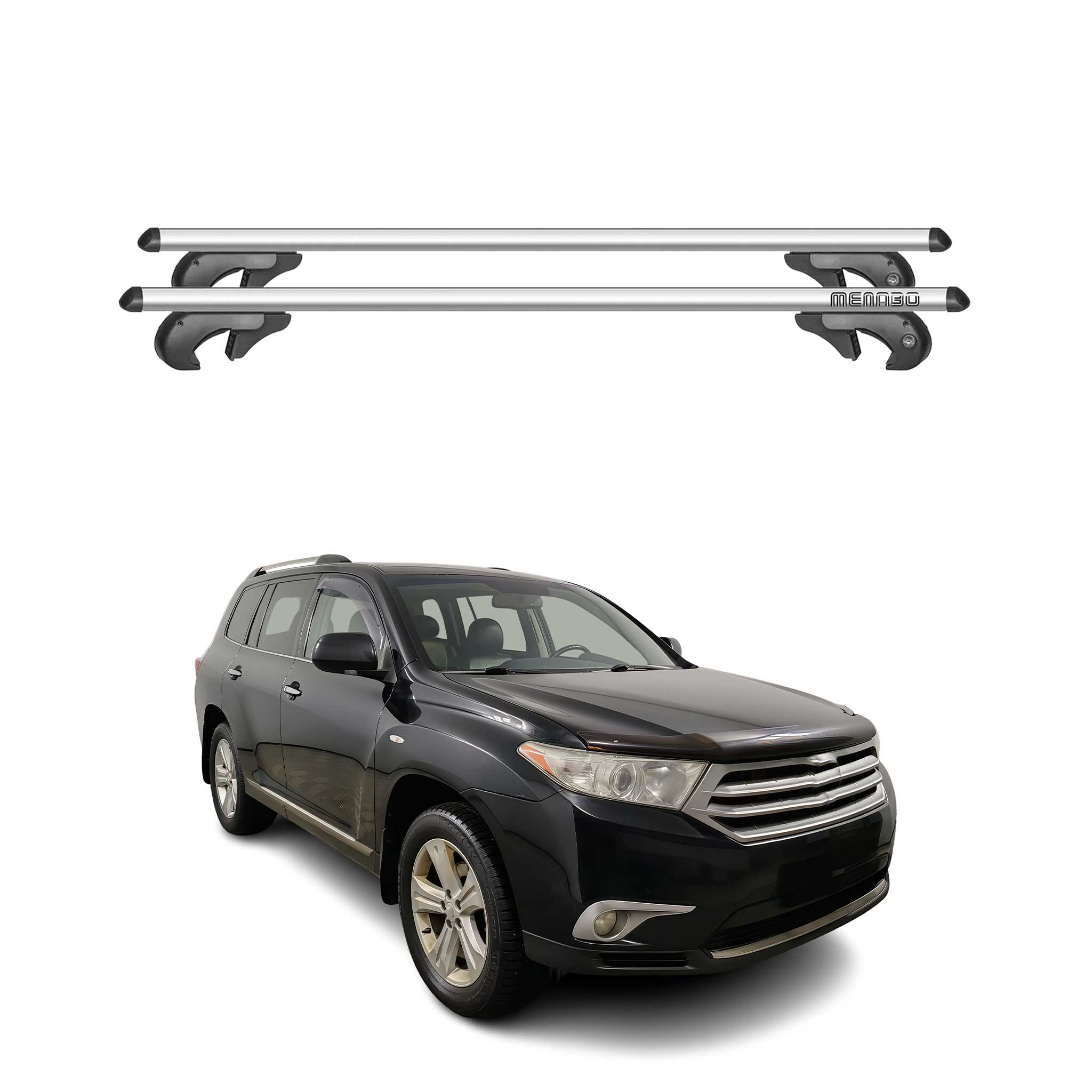 Menabo Barras de Techo Coche Barra para Toyota Highlander XU40 2007-2014 Gris