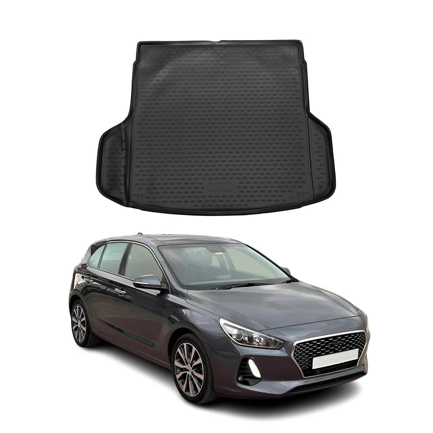 OMAC Bandeja Maletero Alfombrilla para Hyundai i30 Familiar 2019-2025 Negro TPE