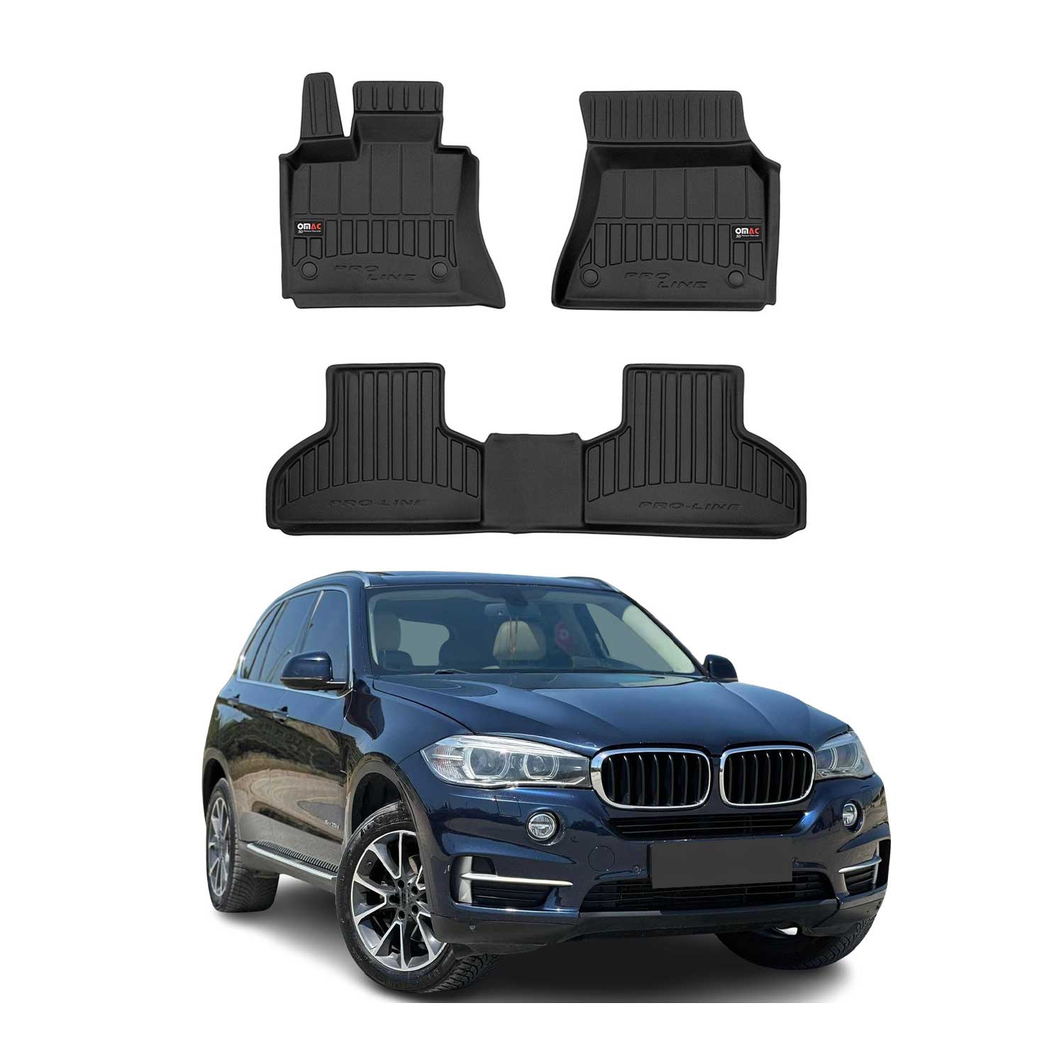 OMAC Premium Alfombrillas De Coche para BMW X5 F15 F85 2013-2018 TPE Goma 3x
