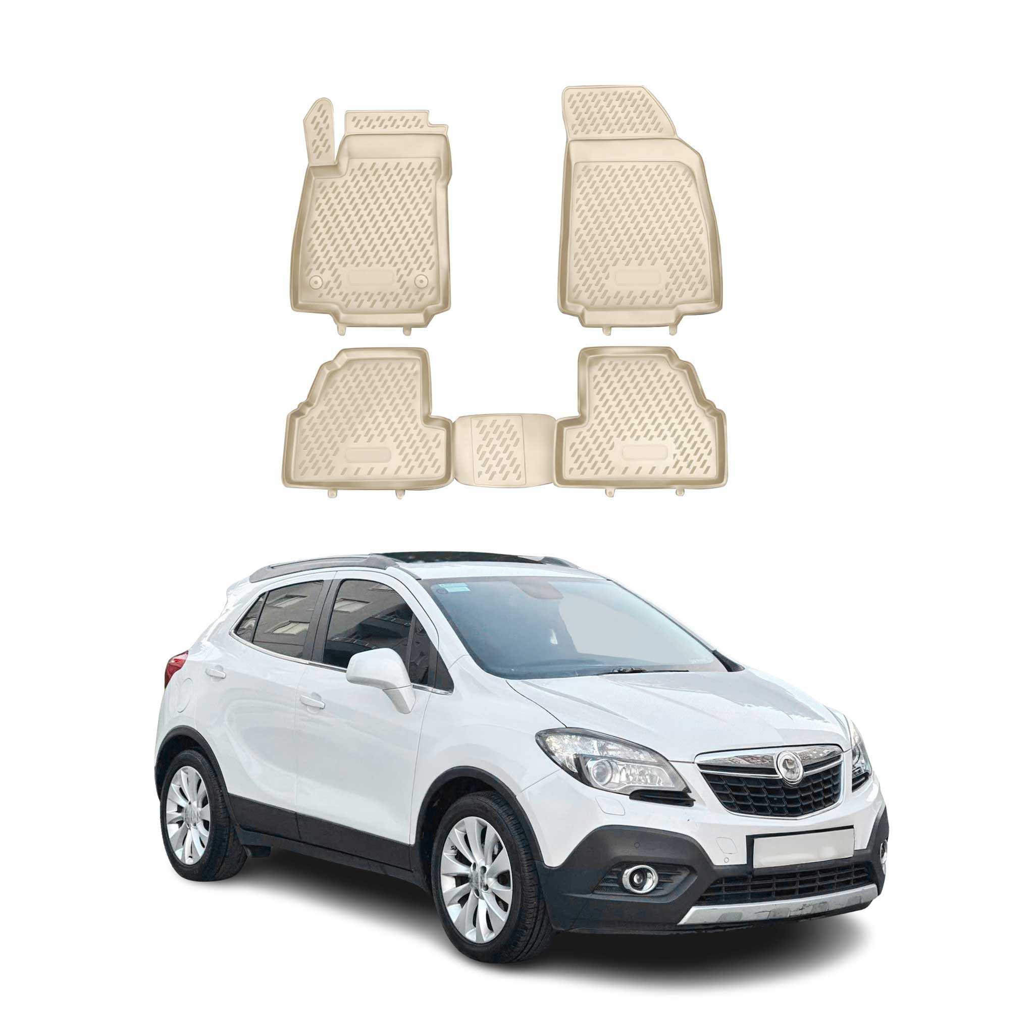 OMAC Alfombrillas De Coche para Opel Mokka 2012-2019 Beige Goma TPE 4Pza