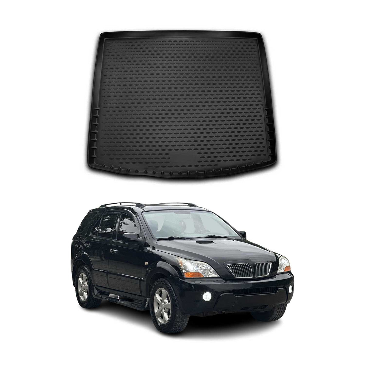 OMAC Bandeja Maletero Alfombrilla para Kia Sorento 2009-2014 Negro Goma TPE 1Pza