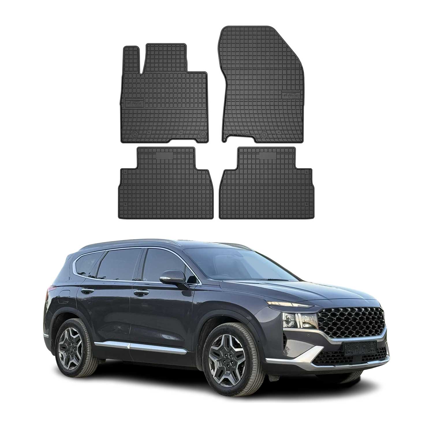 OMAC Alfombrillas De Coche para Hyundai Santa Fe 2018-2025 Negro Goma 4Pza