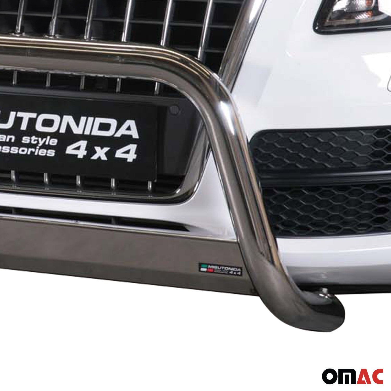 Bull Barra Frontal para Audi Q5 2008-2015 Plata Brillante Acero 1Pza