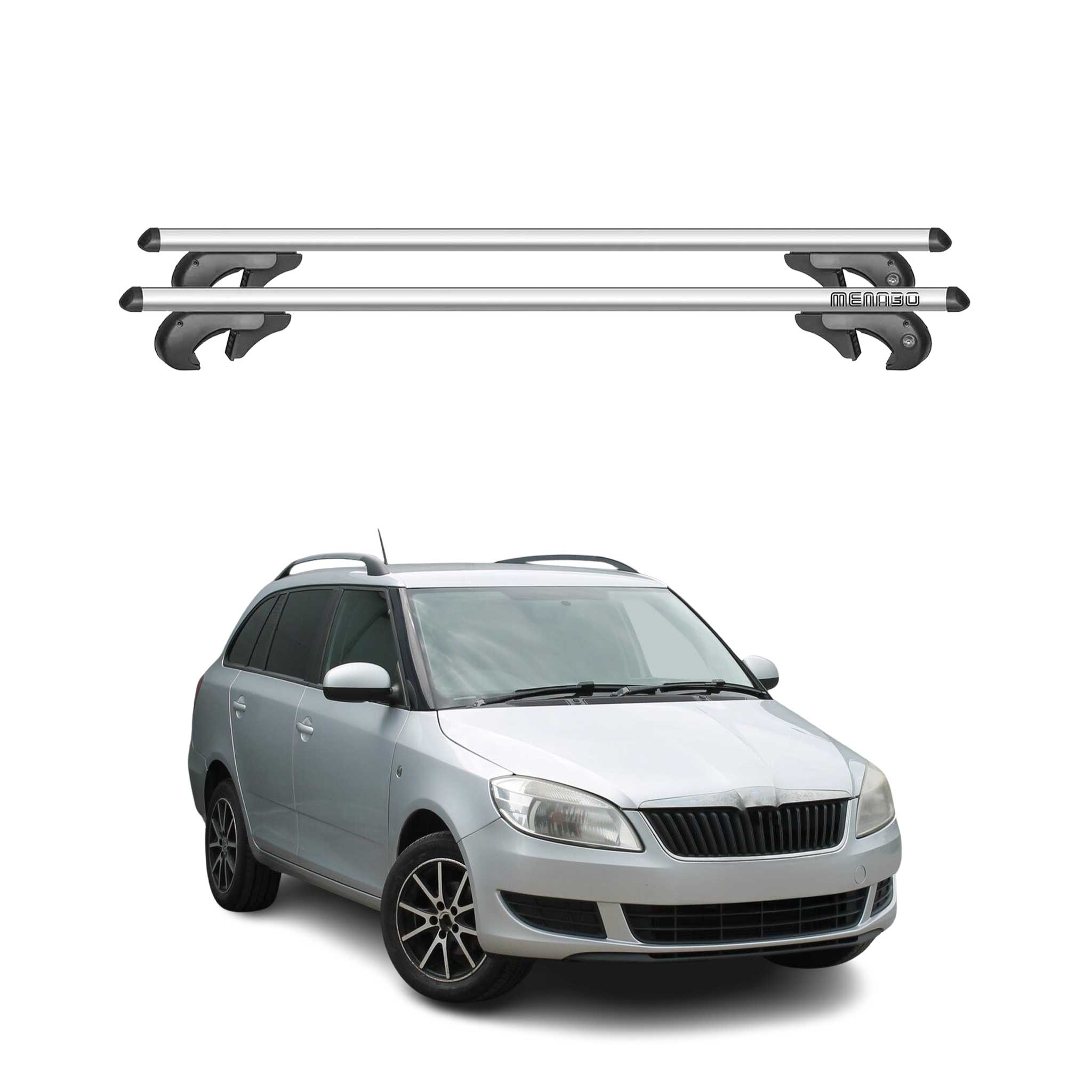 Menabo Barras de Techo Baca para Skoda Fabia 5J 2007-2014 Gris Aluminio 2Pza