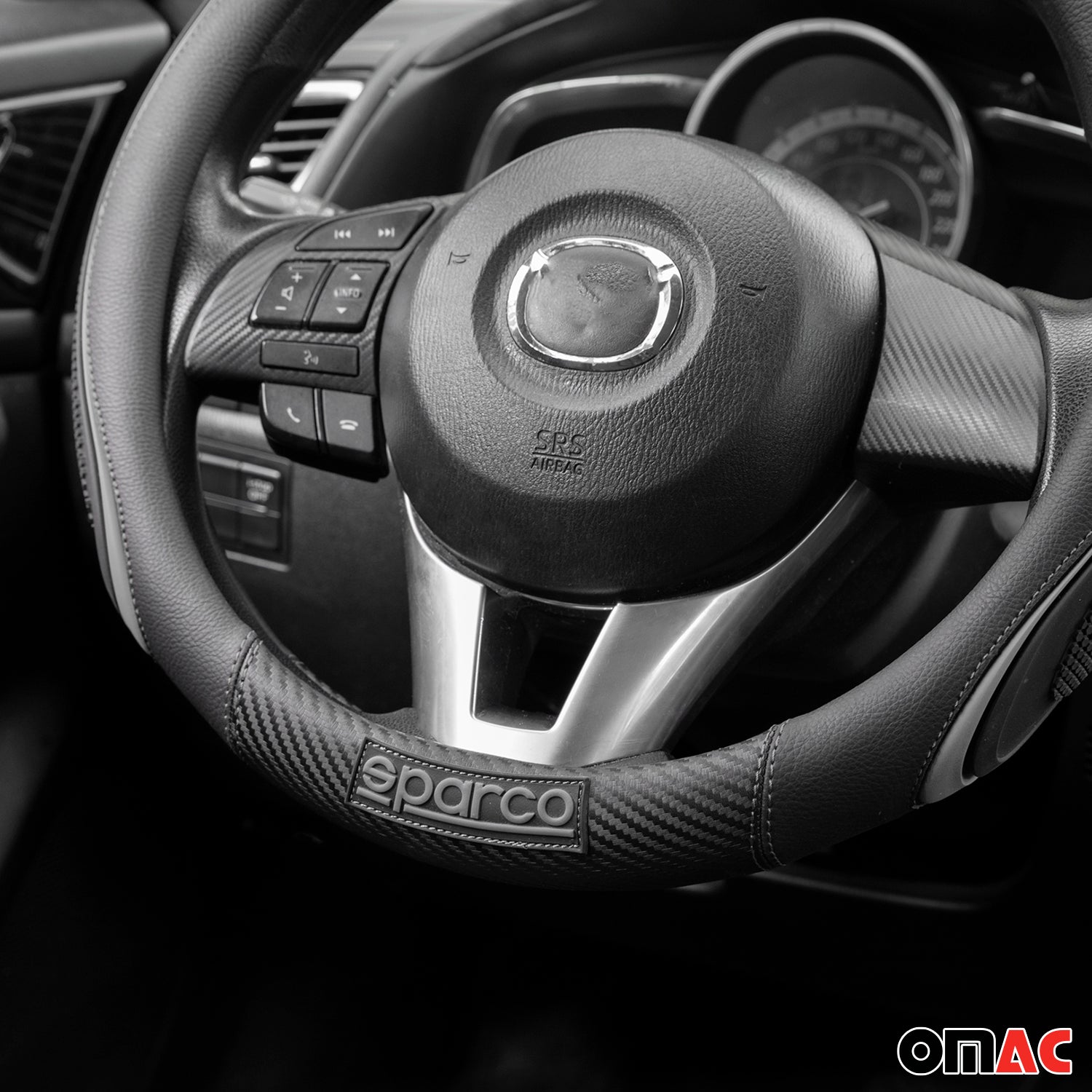 Sparco Cubierta de Para Volante de Automóvil Universal Gris Negro ø37-38cm