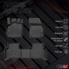 OMAC Premium Alfombrillas De Coche para VW Touran II 2015-2025 Negro TPE Goma 3x