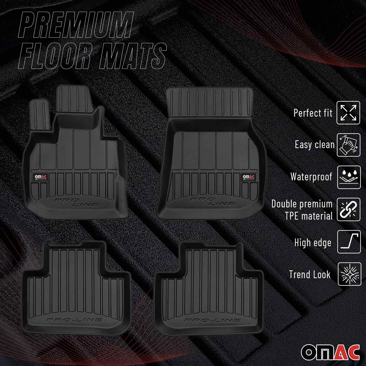 OMAC Premium Alfombrillas De Coche para BMW X4 G02 2018-2025 Negro TPE Goma 4Pza