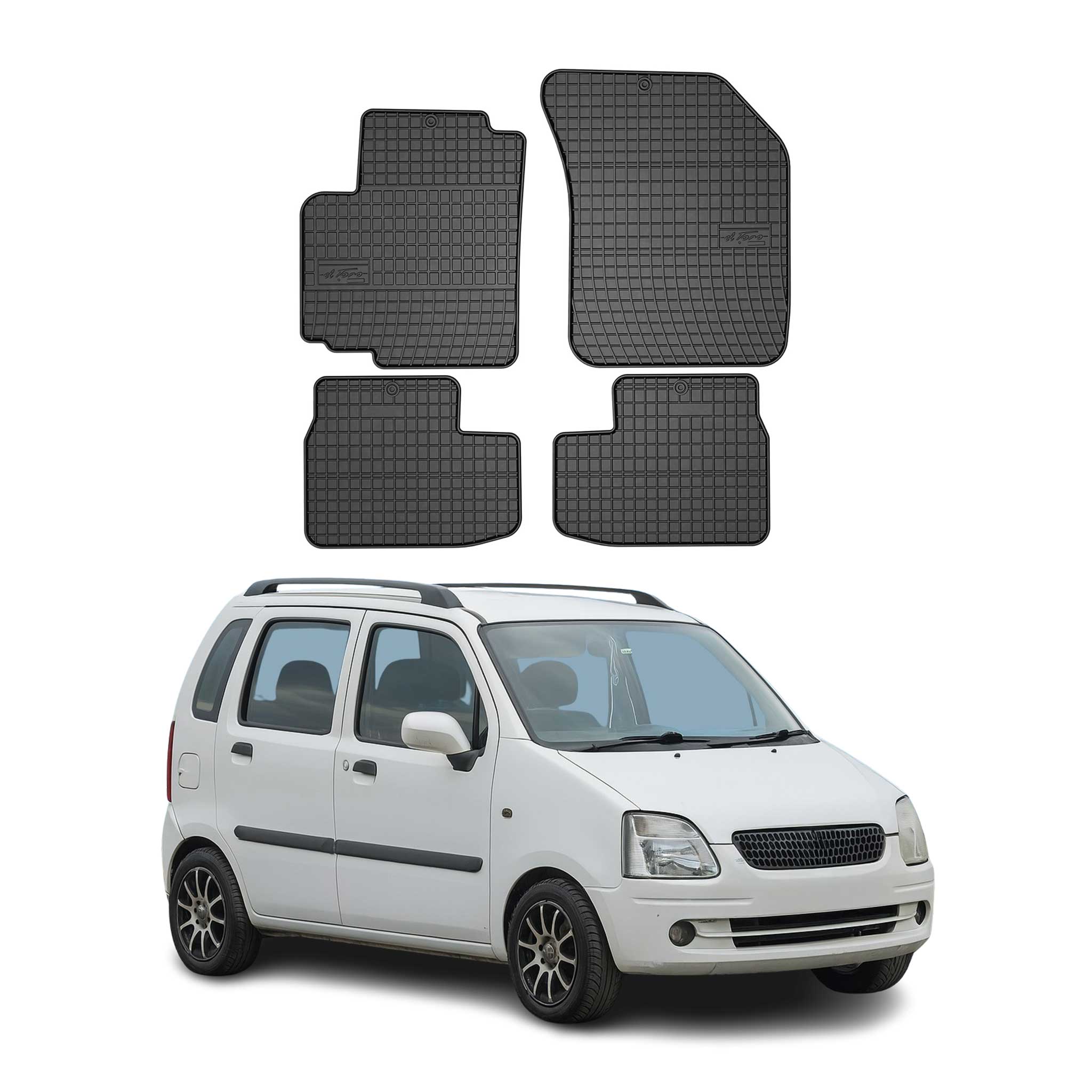 OMAC Alfombrillas De Coche para Opel Agila B 2008-2015 Negro Goma TPE 4Pza