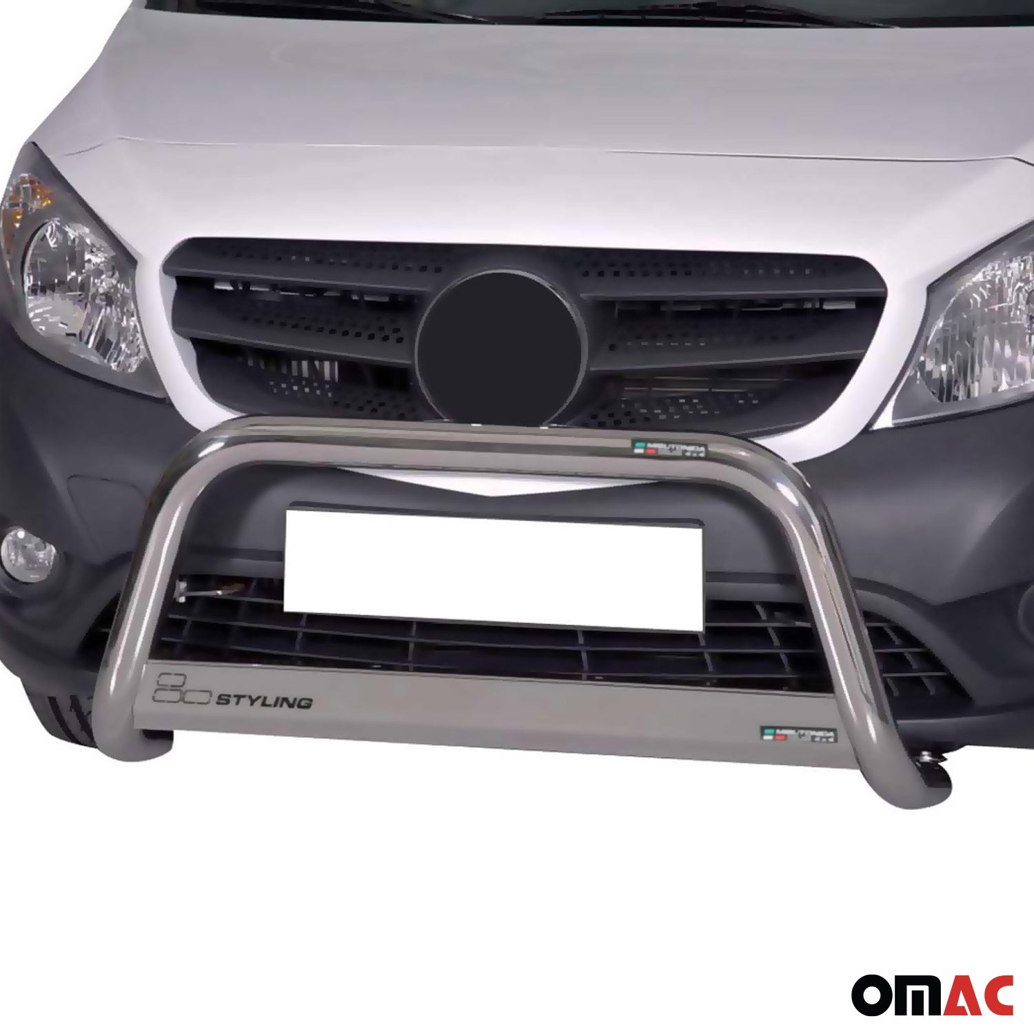 Bull Barra Frontal para Mercedes Citan 2012-2020 Plata Brillante Acero 1Pza