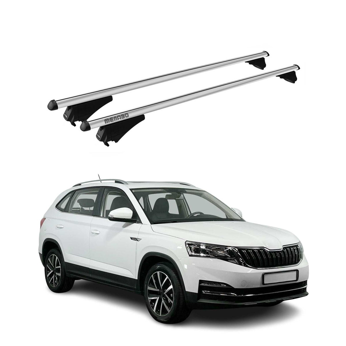 Menabo Barras de Techo Coche Baca para Skoda Kamiq 2019-2025 Gris Aluminio 2Pza