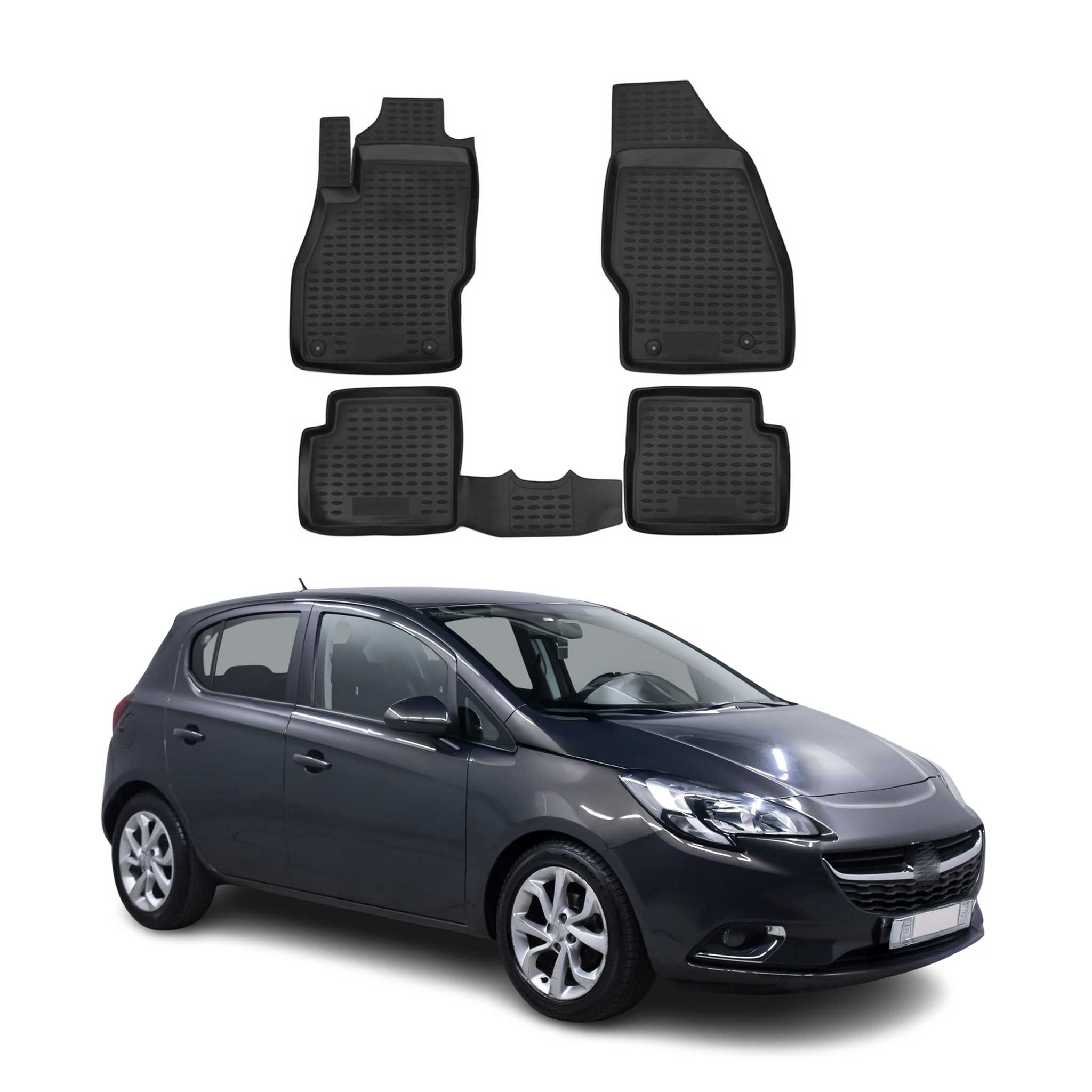 OMAC Alfombrillas De Coche para Opel Corsa 2014-2019 Negro Goma TPE 4Pza