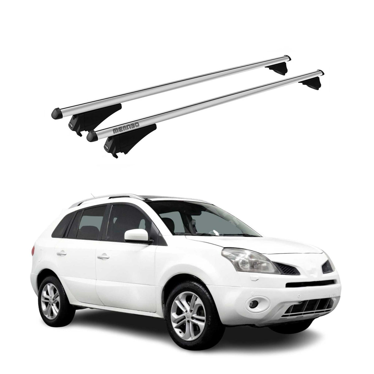 Menabo Barras de Techo Coche Baca para Renault Koleos 2008-2016 Gris Aluminio 2x