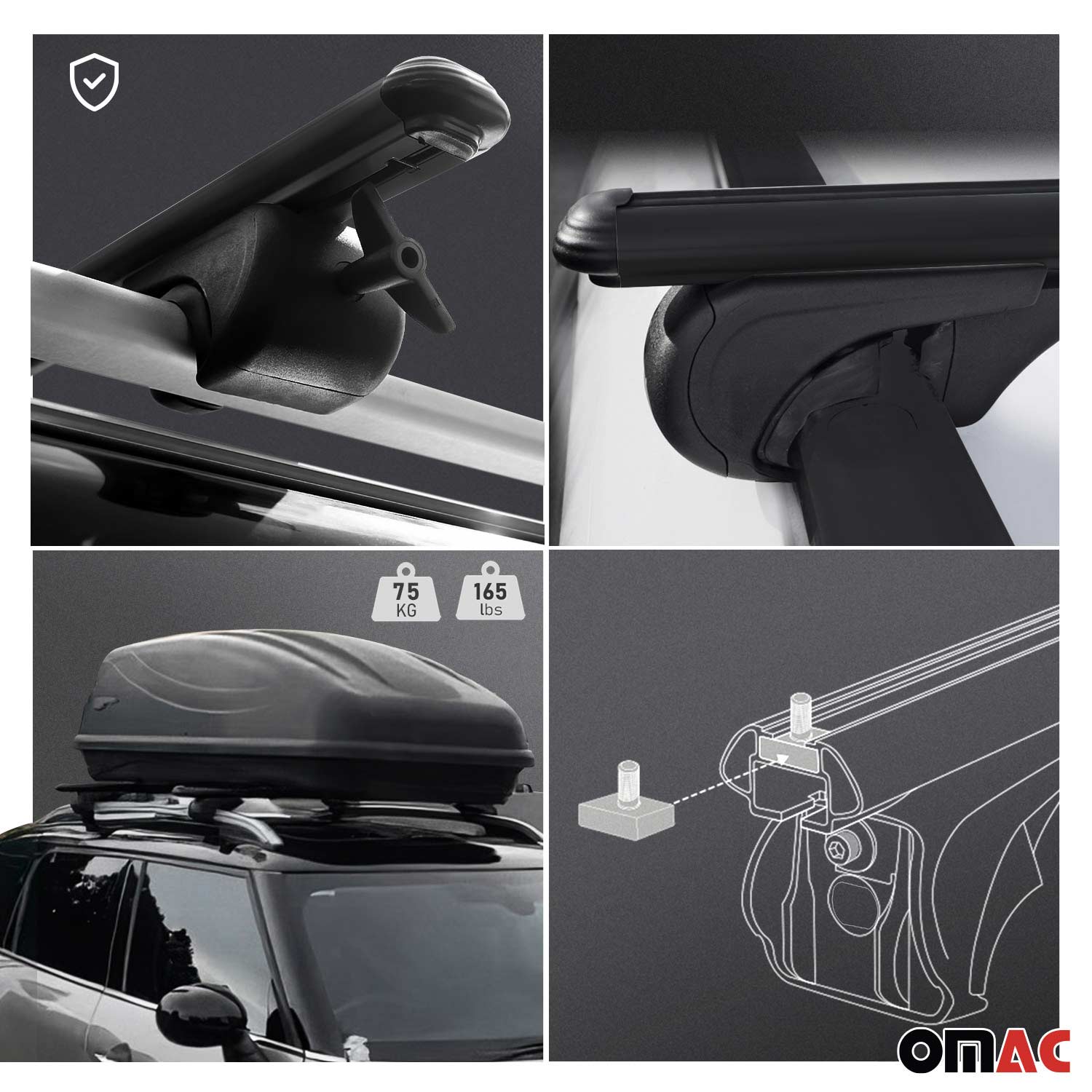Rieles & Barras de Techo Coche para Ford Connect 2002-2013 L1 Corto Negro Alu 4x