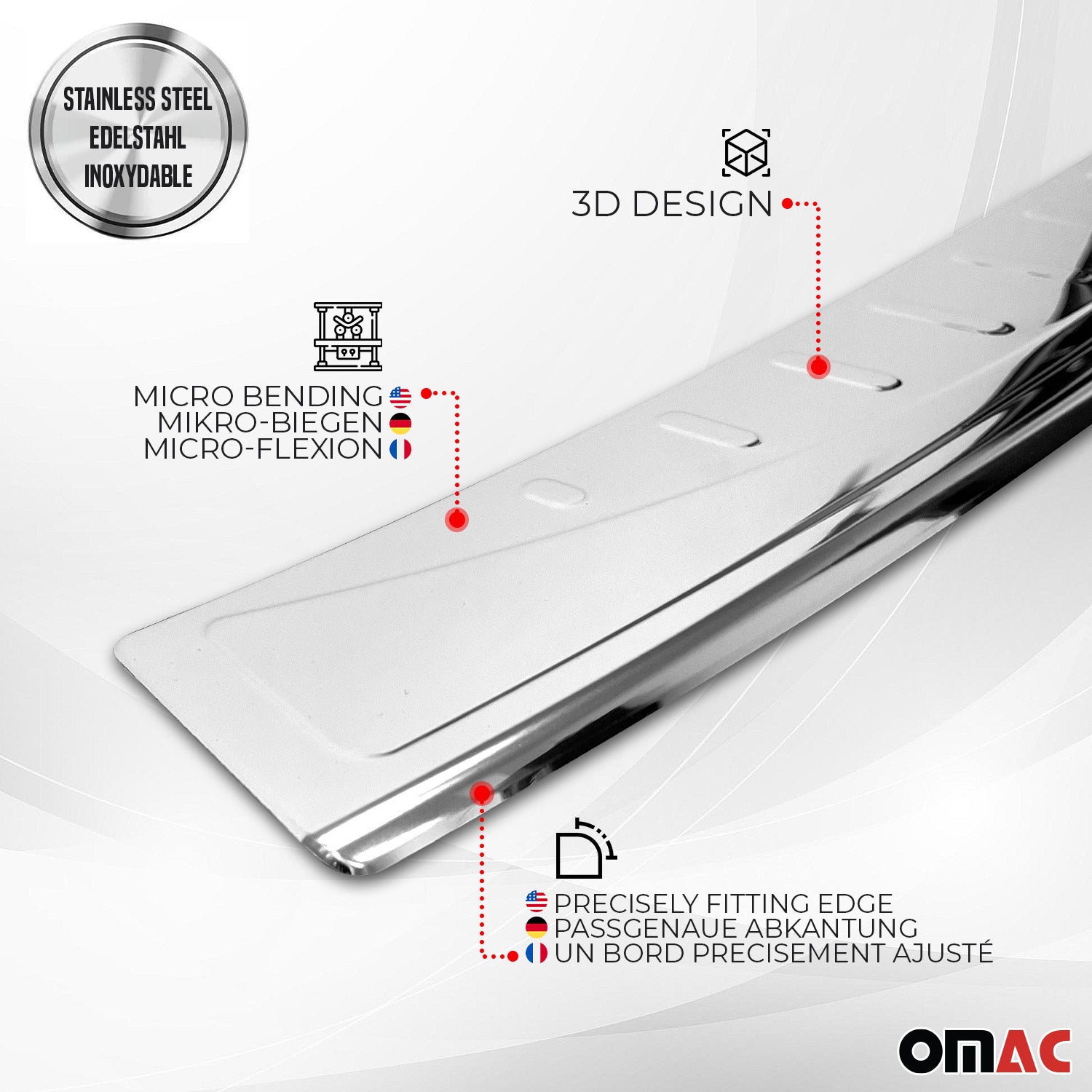Protector Parachoques para Opel Zafira B 2005-2014 Plata Brillante Acero
