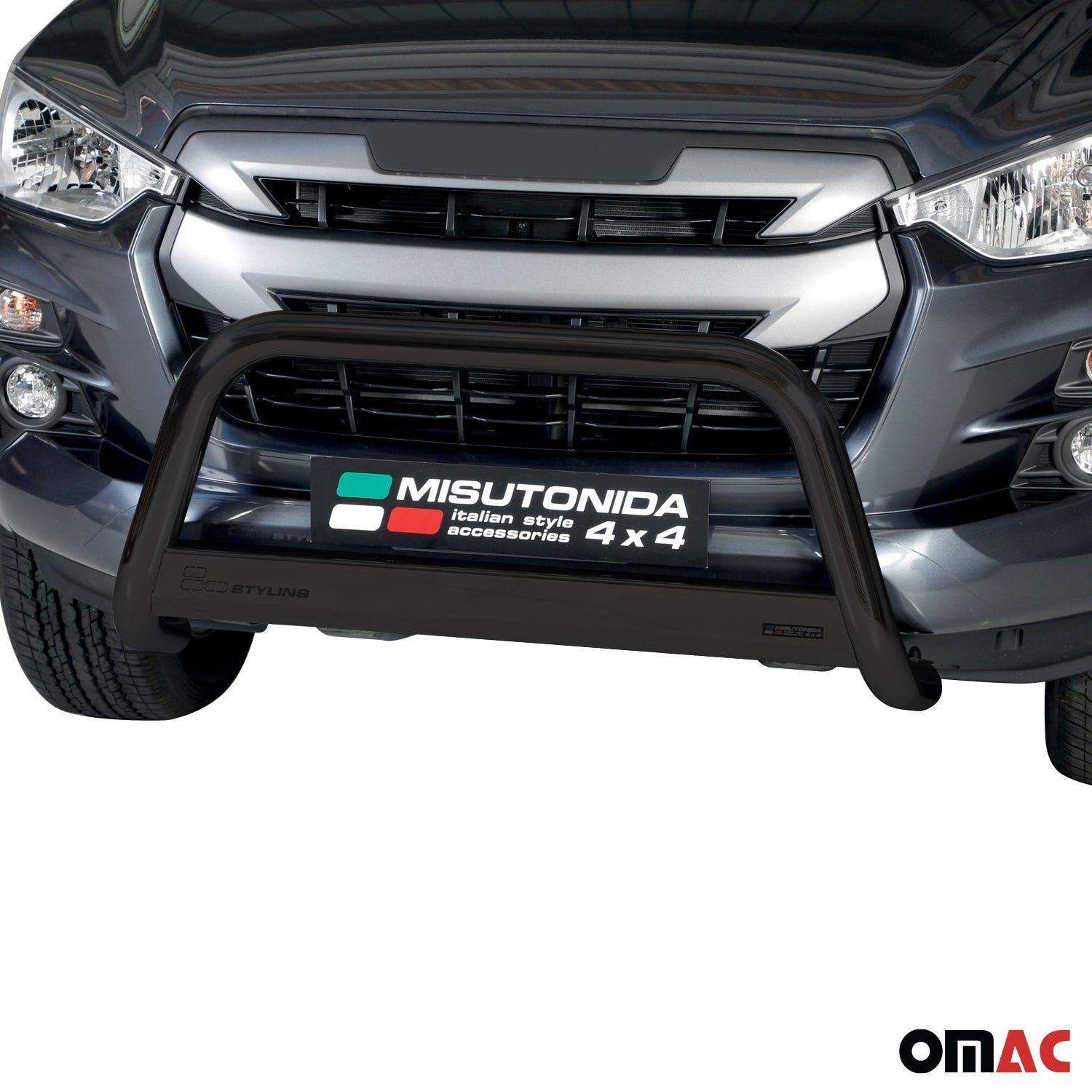 Bull Barra Frontal para Isuzu D-Max 2019-2022 Negro Brillante Acero 1Pza