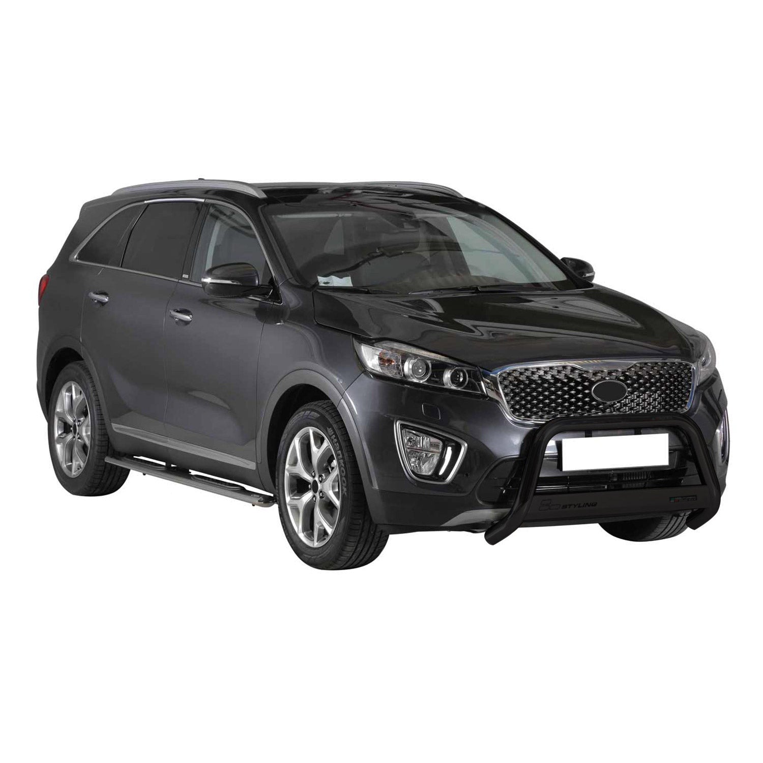 Bull Barra Frontal para Kia Sorento 2014-2017 Negro Brillante Acero
