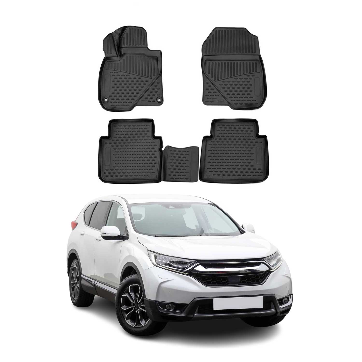 OMAC Alfombrillas De Coche para Honda CR-V 2018-2022 Negro Goma TPE 4Pza