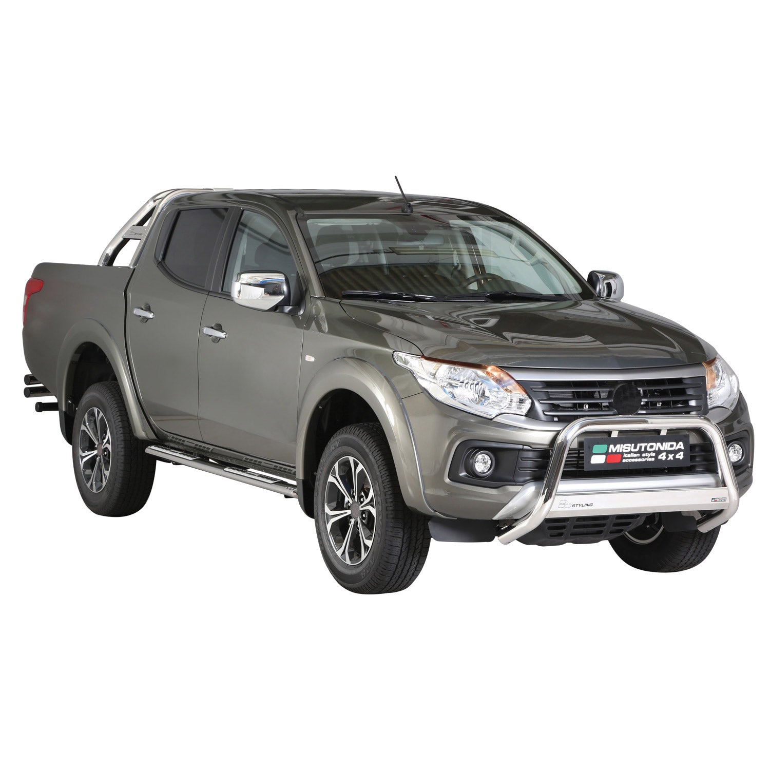 Estribos Barras Laterales para Fiat Fullback Double Cab 2016-2019 Plata Acero