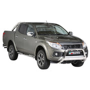 Estribos Barras Laterales para Fiat Fullback Double Cab 2016-2019 Plata Acero