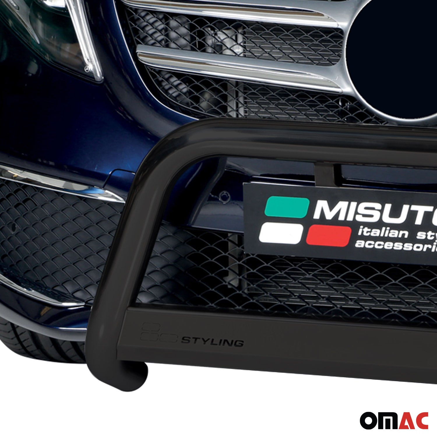 Bull Barra Frontal para Mercedes V Class 2020-2025 Negro Brillante Acero 1Pza