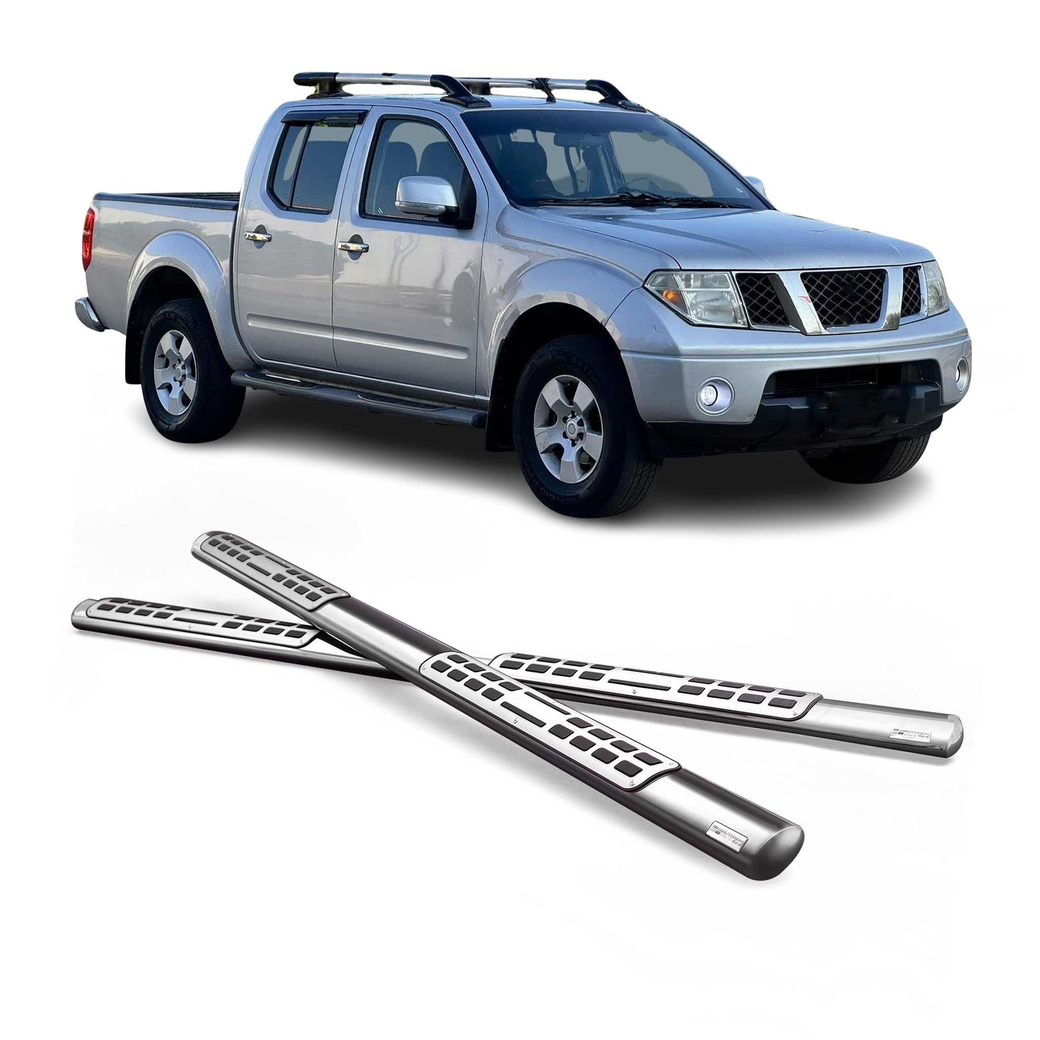 Estribos Barras Laterales para Nissan Navara Double Cab 2005-2010 Plata Acero