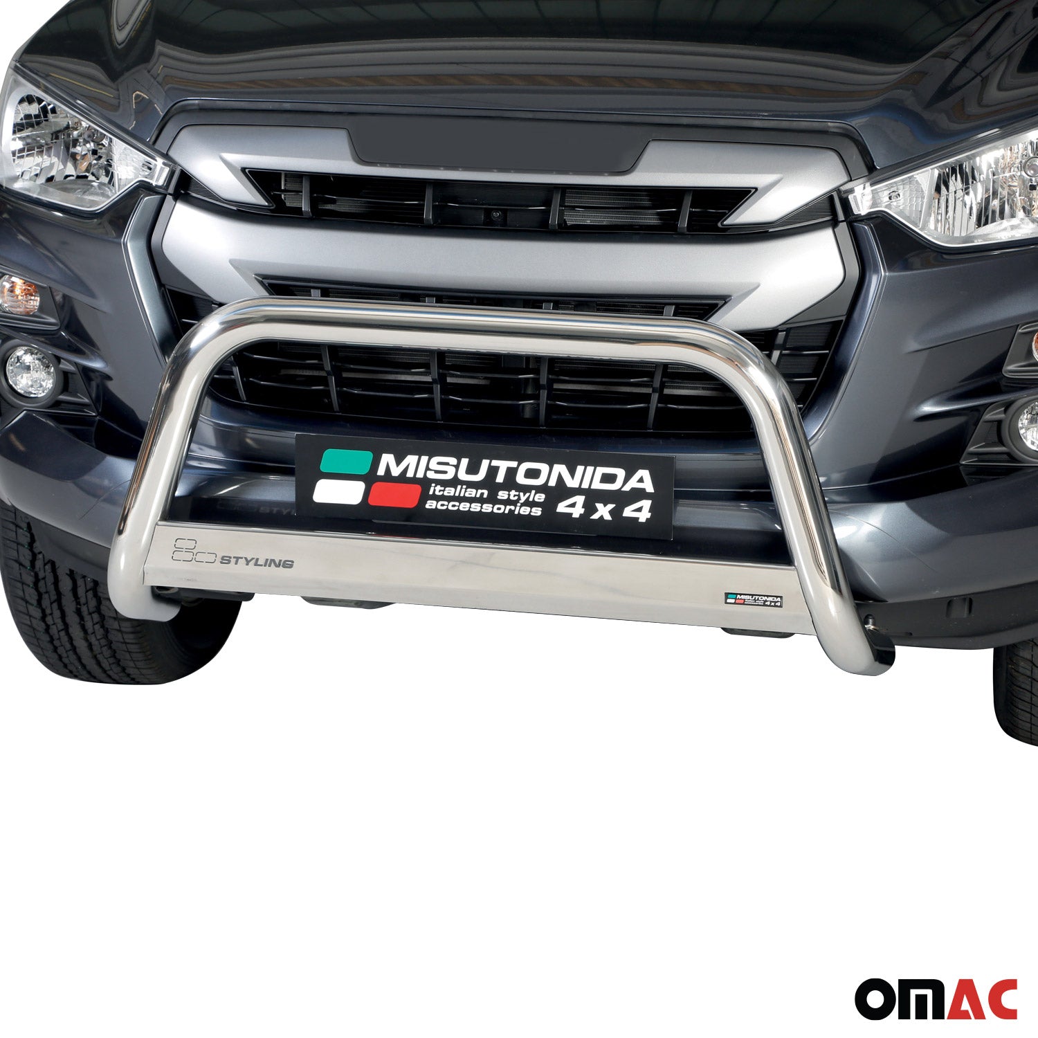 Bull Barra Frontal para Isuzu D-Max 2020-2025 Plata Brillante Acero 1Pza