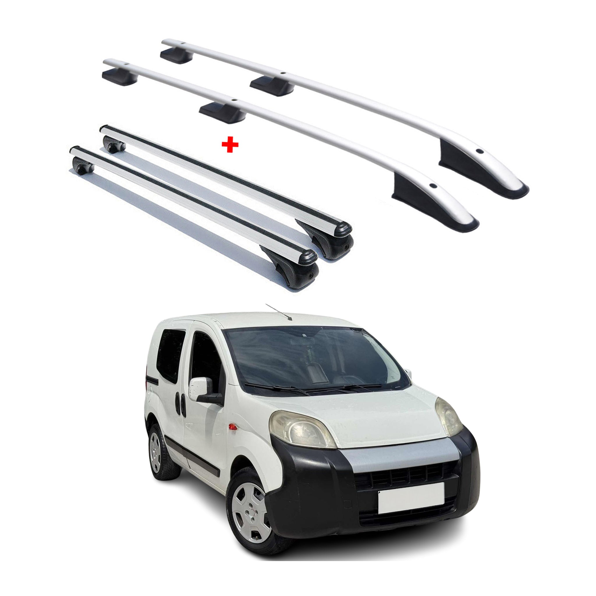 Rieles & Barras de Techo Coche para Fiat Fiorino Qubo Nemo Bipper Gris Alu 4Pza