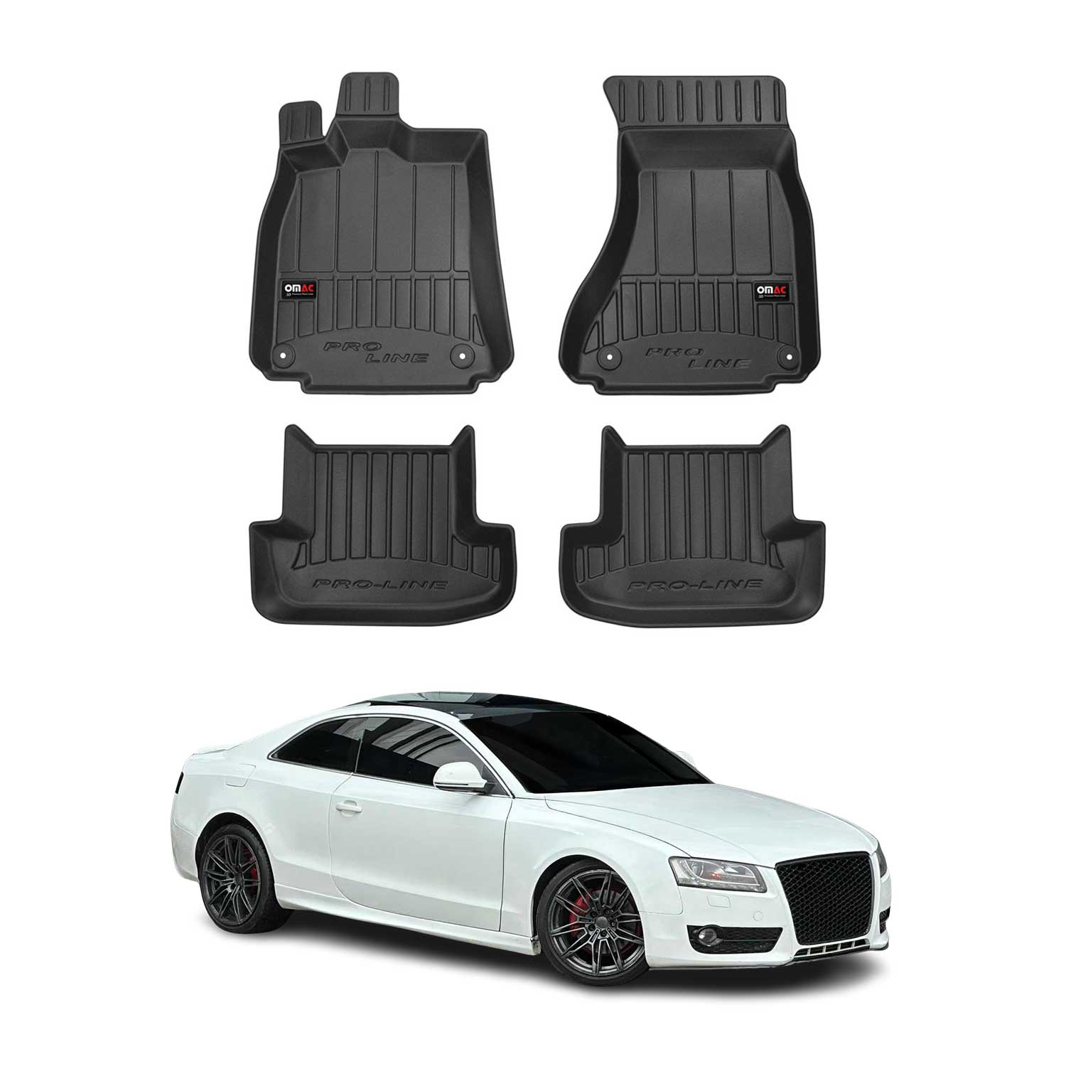OMAC Premium Alfombrillas De Coche para Audi A5 8T Cupé Cabrio 2007-2017 Goma 4x