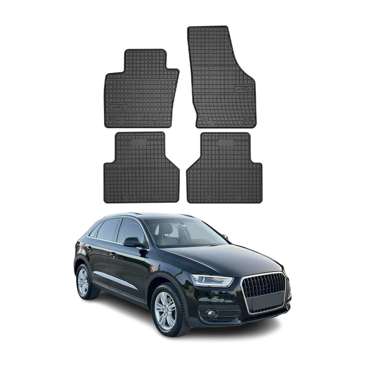 OMAC Alfombrillas De Coche para Audi Q3 2011-2018 Negro Goma 4Pza