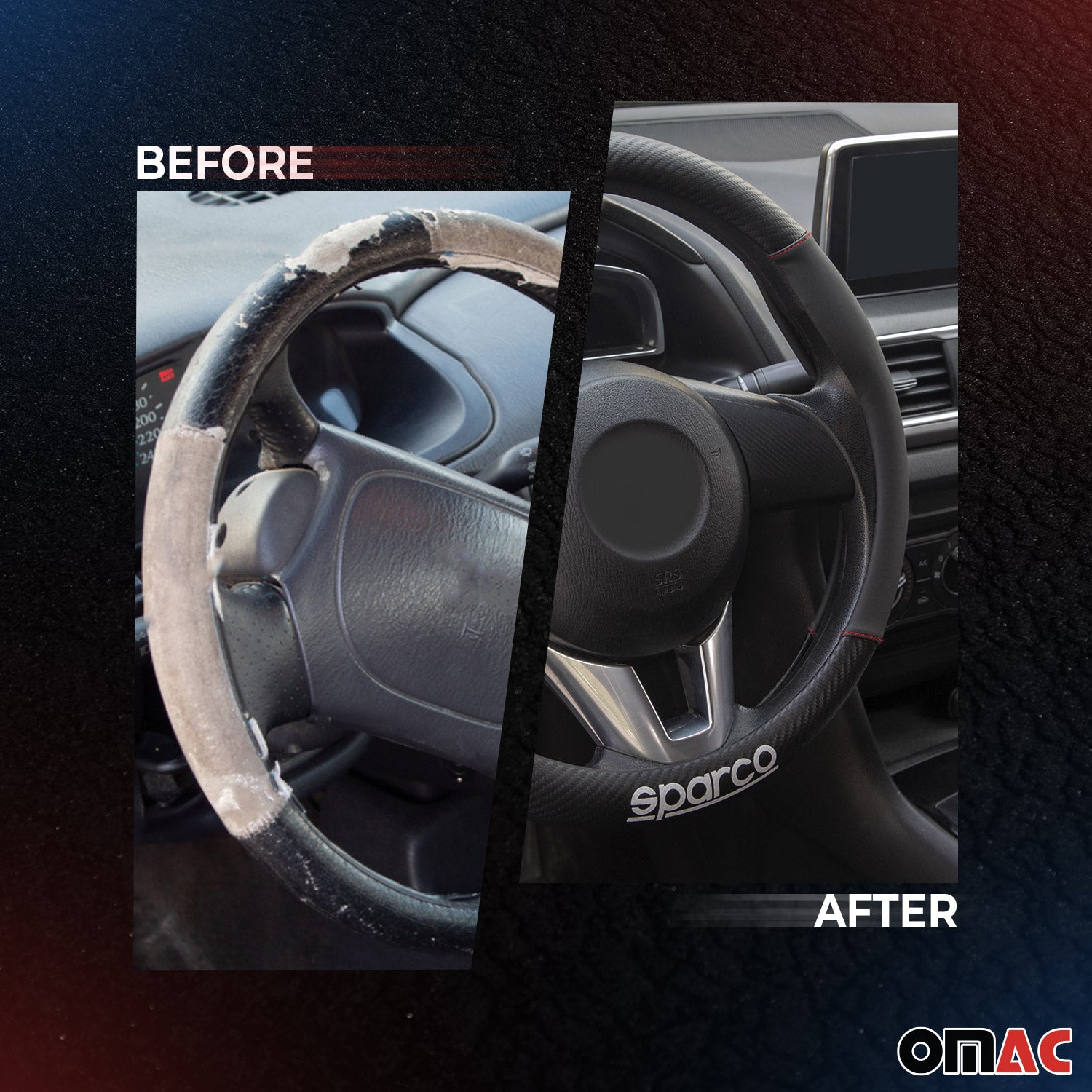 Sparco Cubierta de Para Volante de Automóvil Universal Negro Rojo Goma