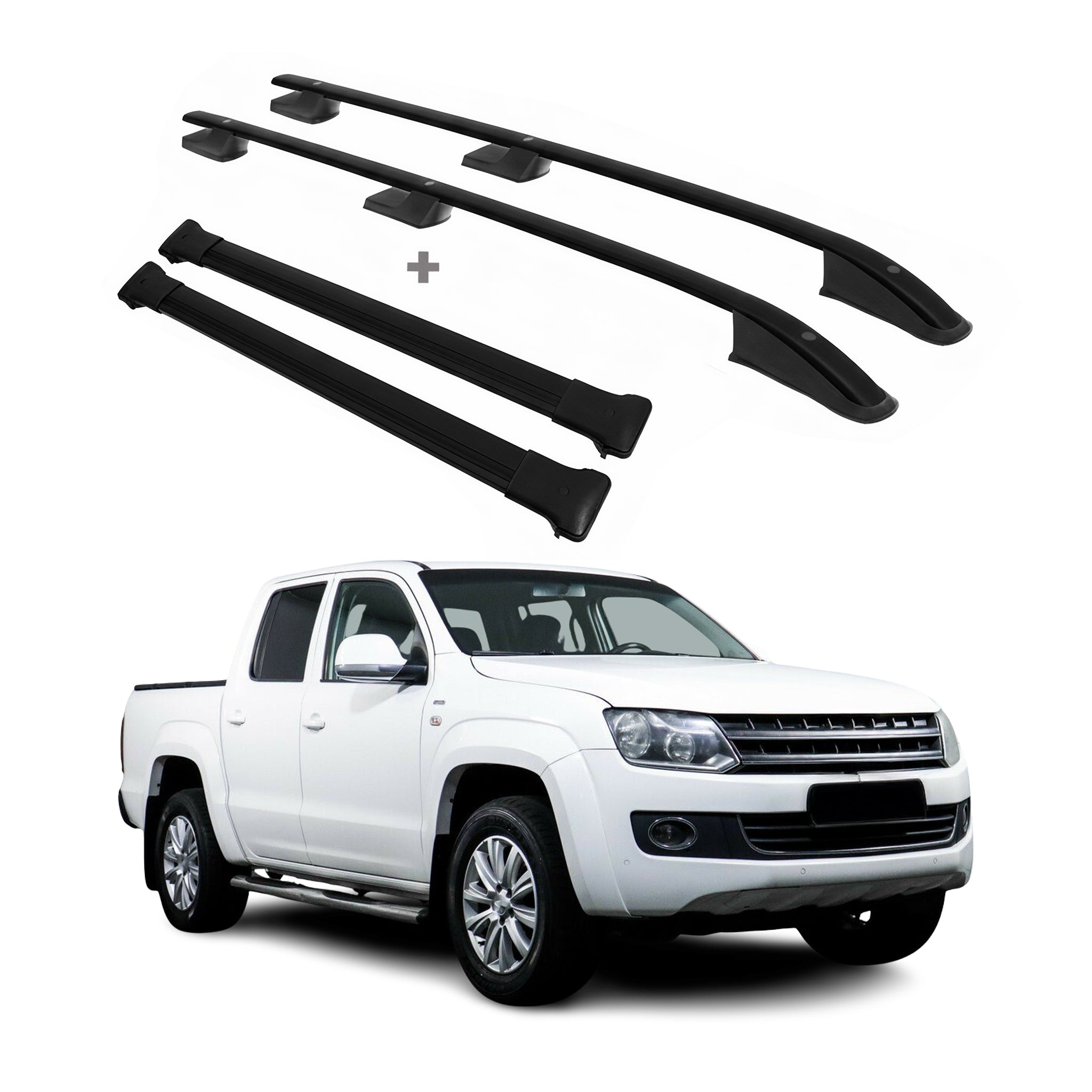 Rieles & Barras de Techo Coche para VW Amarok 2010-2024 Negro Aluminio 4Pza