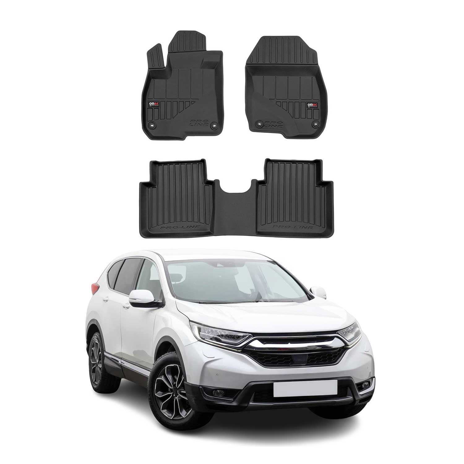 OMAC Premium Alfombrillas De Coche para Honda CR-V 2018-2022 Negro TPE Goma 3Pza