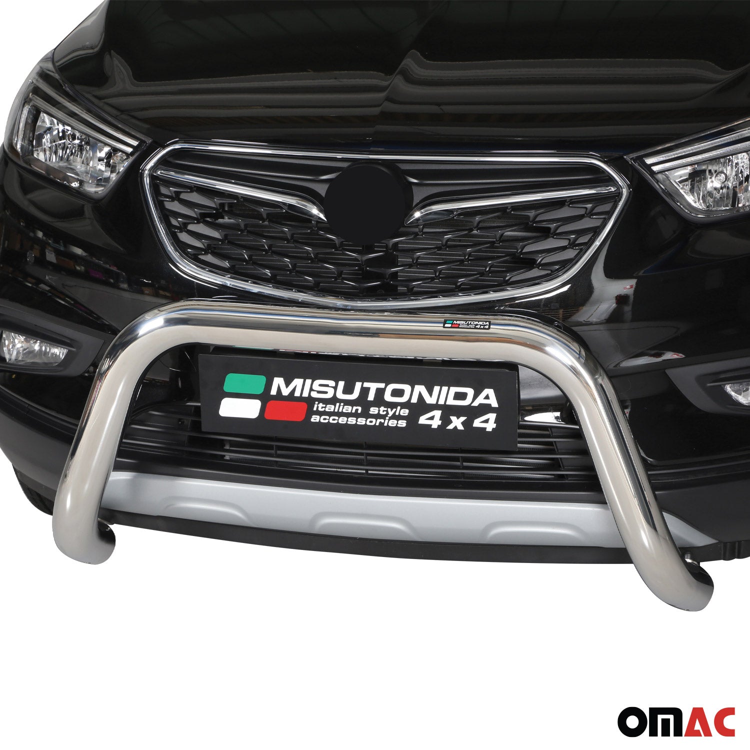 Bull Barra Frontal para Opel Mokka X 2016-2019 Plata Brillante Acero