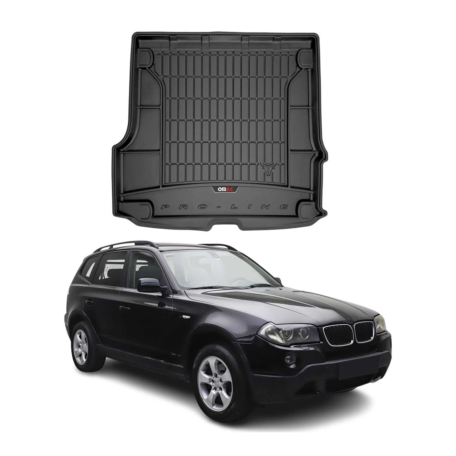 OMAC Premium Bandeja Maletero Alfombrilla para BMW X3 E83 2003-2010 Negro TPE