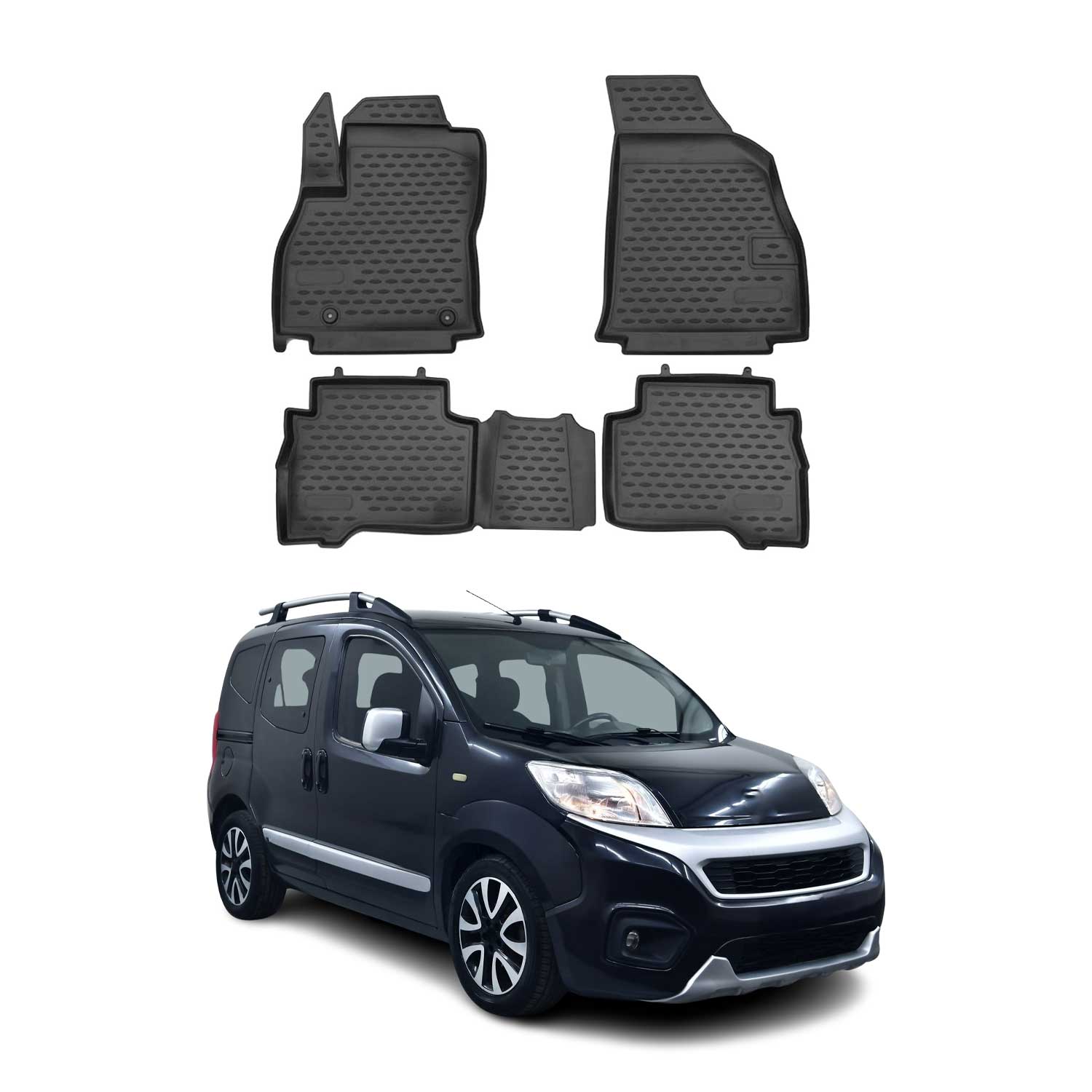 OMAC Alfombrillas De Coche para Citroen Nemo 2008-2021 Negro Goma TPE 4Pza