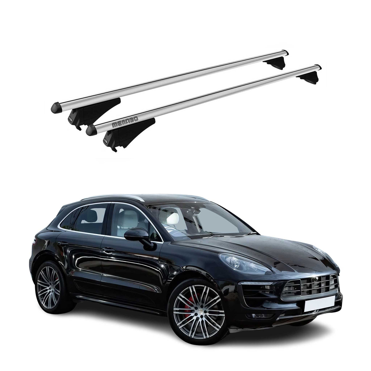Menabo Barras Techo Coche Baca para Porsche Macan 2013-2018 Gris Aluminio 2Pza