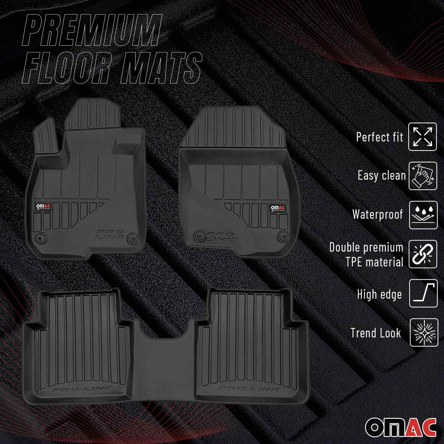 OMAC Premium Alfombrillas De Coche para Honda CR-V 2018-2022 Negro TPE Goma 3Pza