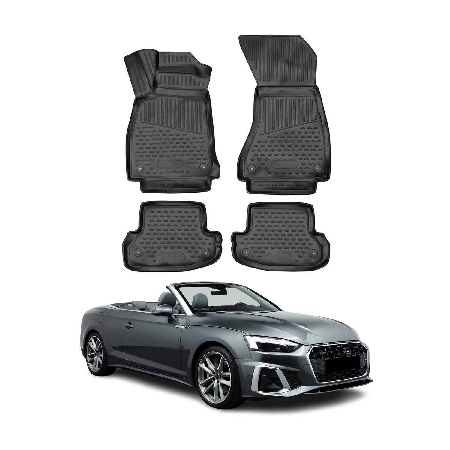 OMAC Alfombrillas De Coche para Audi A5 F5 Cupé Cabriolé 2016-2024 Negro TPE 4x