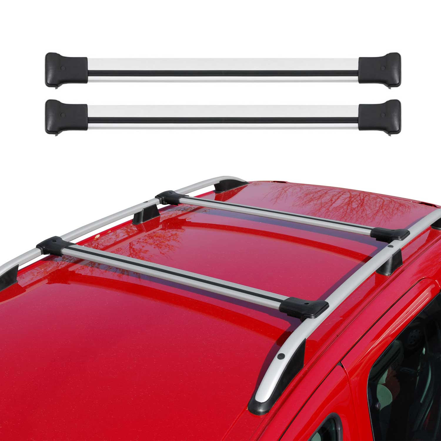 Barras de Techo Baca para VW Caddy 2003-2020 Gris Aluminio 2Pza