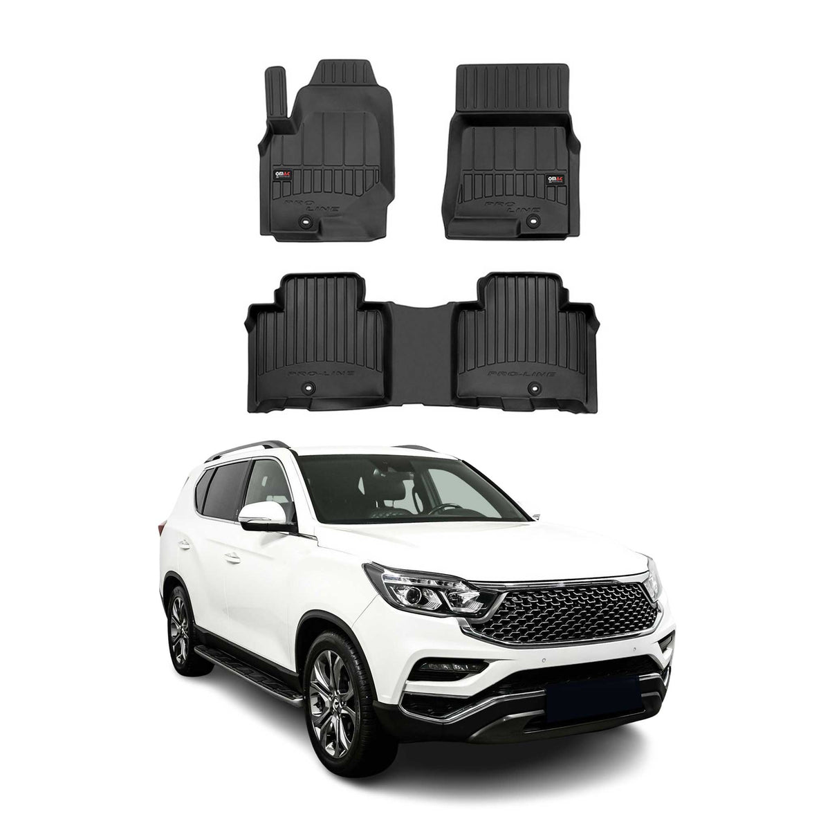 OMAC Premium Alfombrillas De Coche para Ssangyong Rexton 2017-2025 TPE Goma 3x