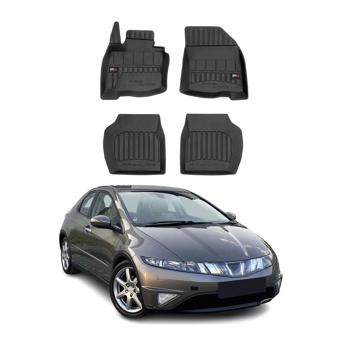 OMAC Premium Alfombrillas De Coche para Honda Civic Hatchback 2005-2011 Goma 4x