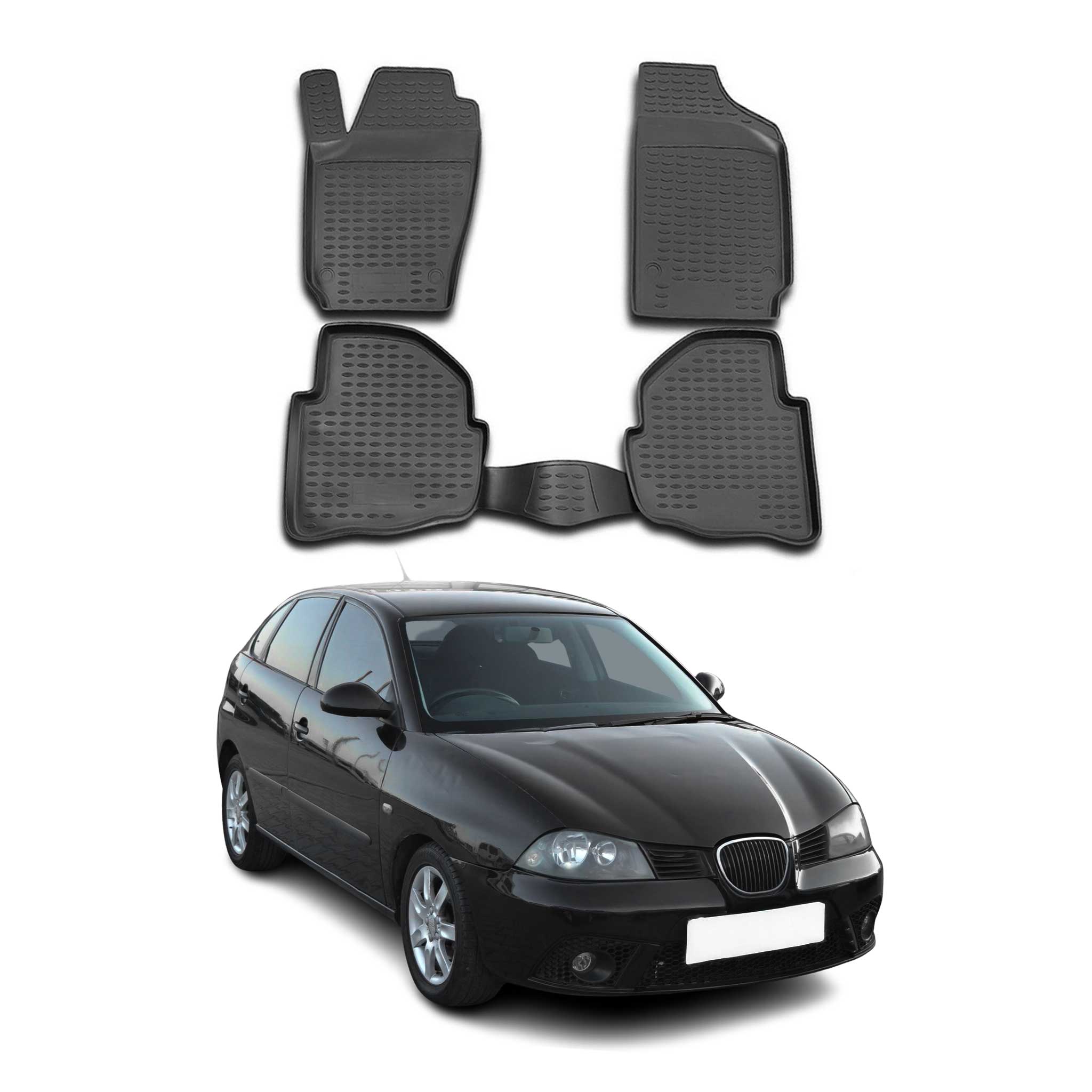OMAC Alfombrillas De Coche para Seat Ibiza 2002-2008 Negro Goma TPE 4Pza
