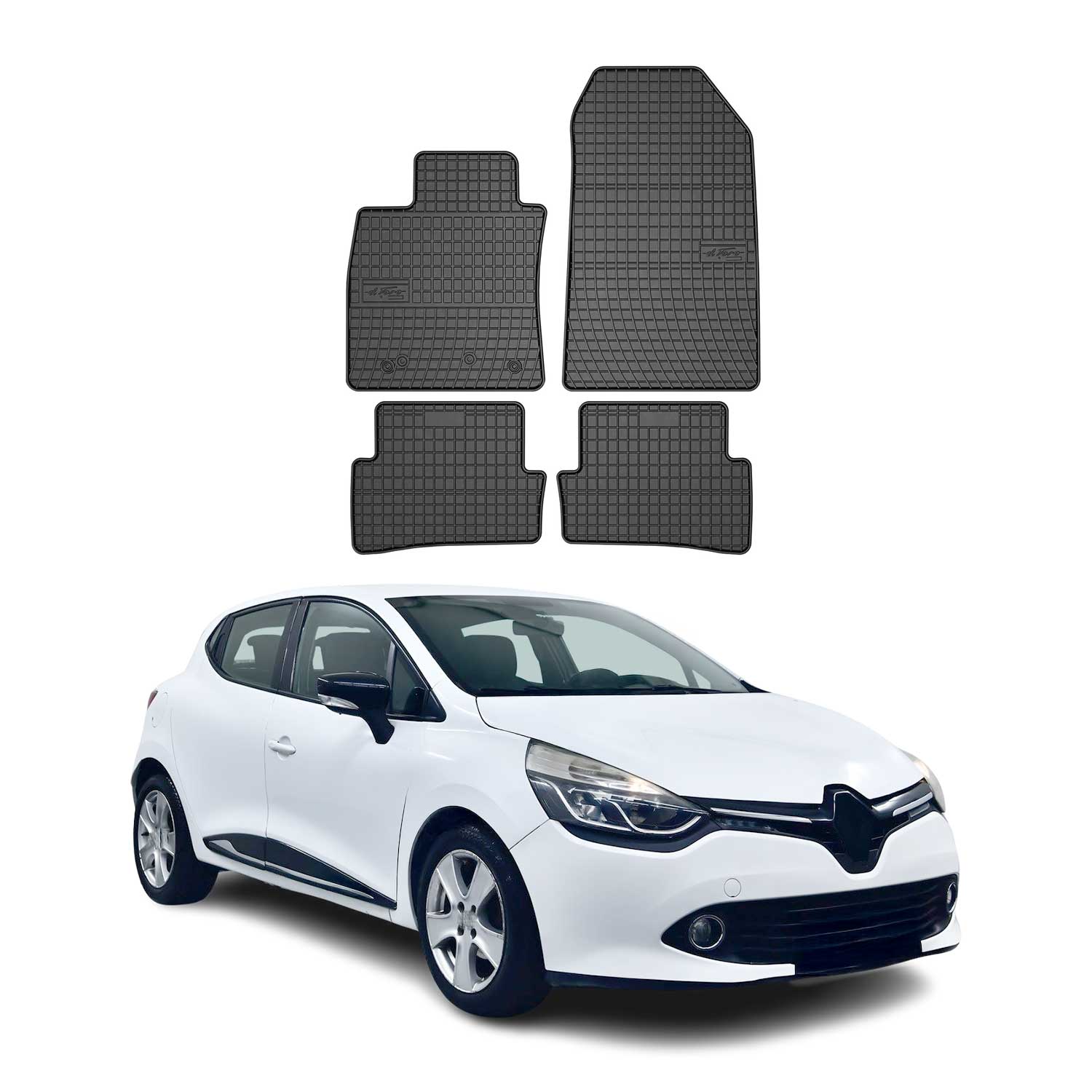 OMAC Alfombrillas De Coche para Renault Clio 2012-2019 Negro Goma 4Pza