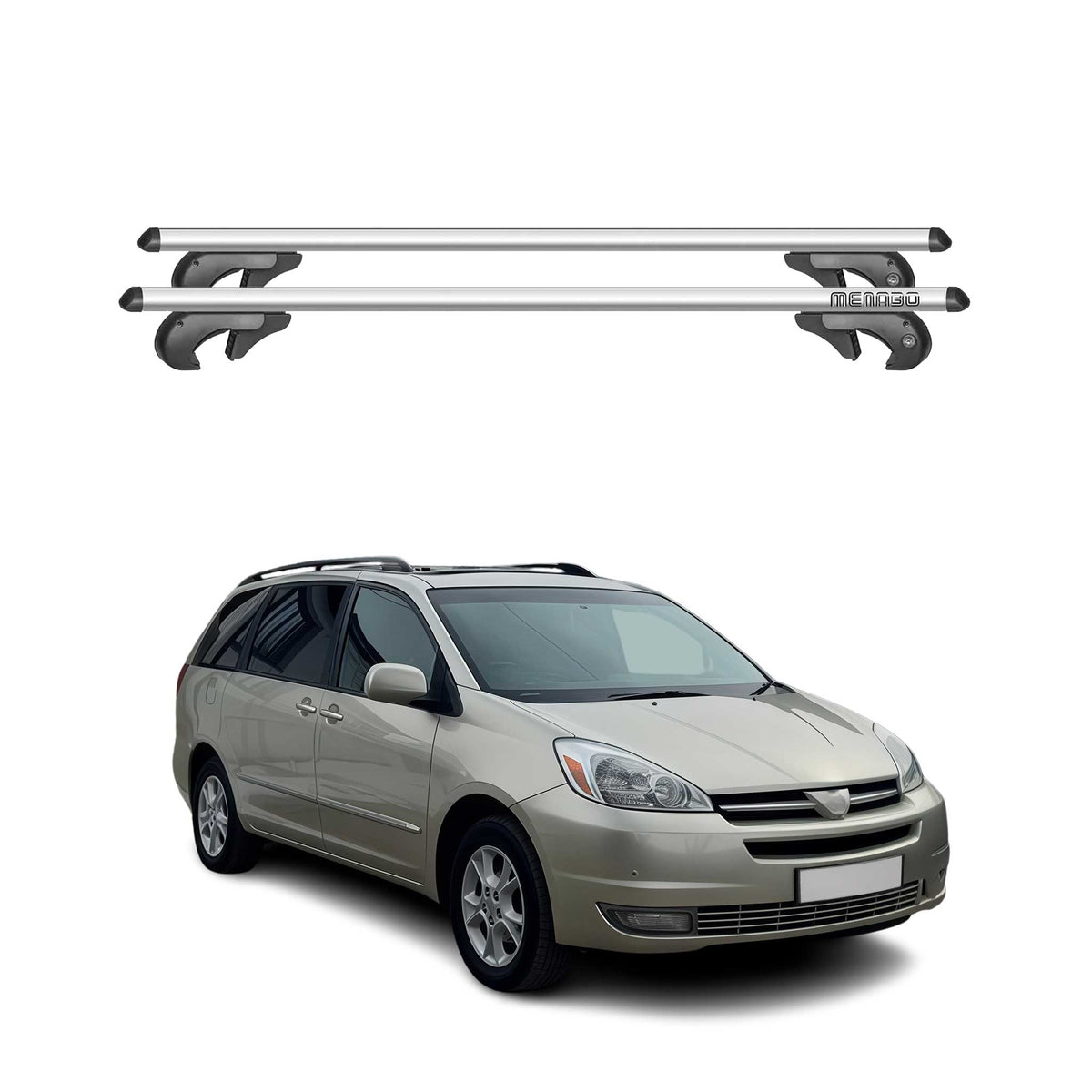 Menabo Barras de Techo Coche Barra para Toyota Sienna XL20 2003-2009 Gris Alu 2x