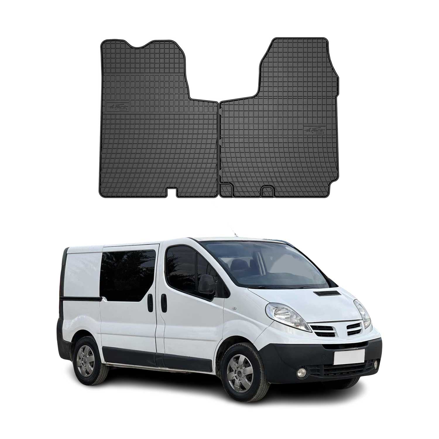 OMAC Alfombrillas De Coche para Nissan Primastar 2006-2024 Negro Goma TPE 2Pza